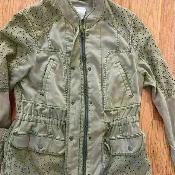 Anthropologie Hei Hei Olive Green Marais Eyelet Boho Jacket. Size SP - Picture 10 of 15